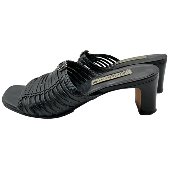 Brighton Freddi Strappy Mule Braided Trim Croc Leather Open Toe Heeled Sandals - Picture 5 of 15